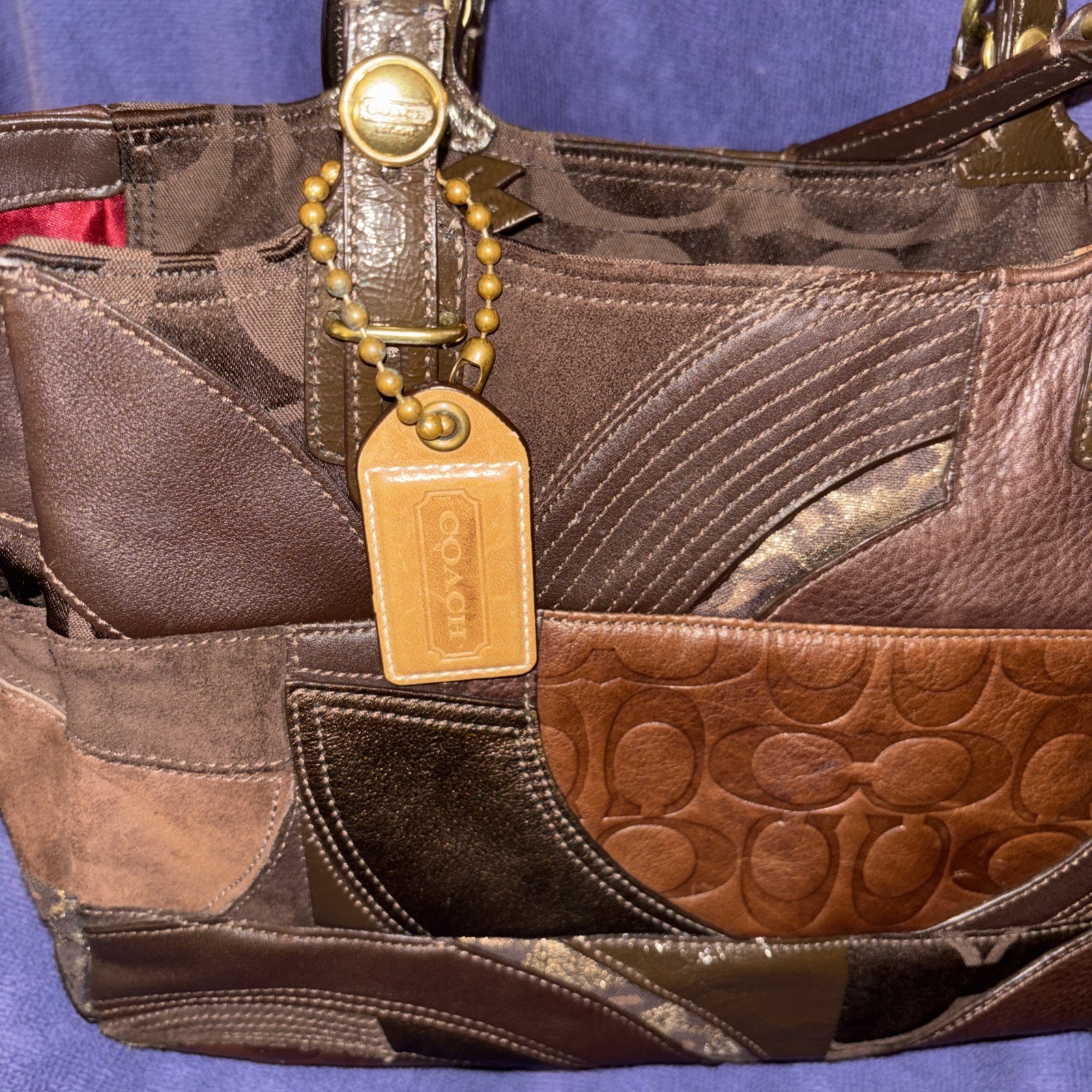 Coach Women's Leather Ocelot Patchwork Chocolate … - image 2