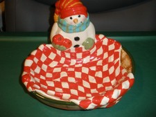 Hallmark Mitford Snowman Candy Dish 7.5"x7.5"x6"