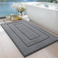 Badematte Rutschfest 60X110 Cm Grau Mikrofaser Saugfaehig Waschbar Badezimmer