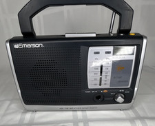 Emerson RP6251 AM/FM Weather Band Radio Black Silver missing knob -tested