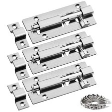 3 Pcs Slide Latch Barrel Bolt Stainless Steel Heavy Duty 3'' Gate Bolt Locks 