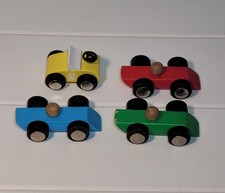 Vintage Wooden Ramp Race Cars Lot 4 Replacement Parts Thomas Brio Compatible