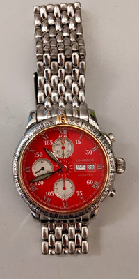 Longines Lindbergh automatic  Chronograph Rot, Limited Edition Sichtboden TOP!!!