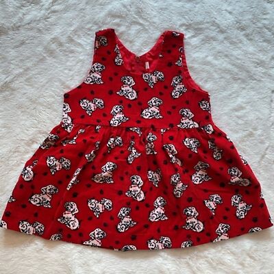 Handmade, Dalmatian Dog Dress, Corduroy, Red