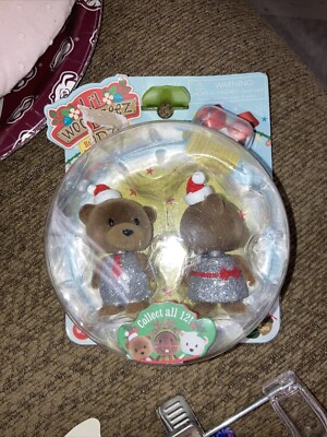 Lot of 2 NEW Christmas Woodzeez  Bobble Heads Figures Holiday Bear Bell Boots