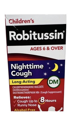 Robitussin Childrens Nighttime Cough DM Long-Acting Fruit Punch Flavor 4 oz - Picture 2 of 6