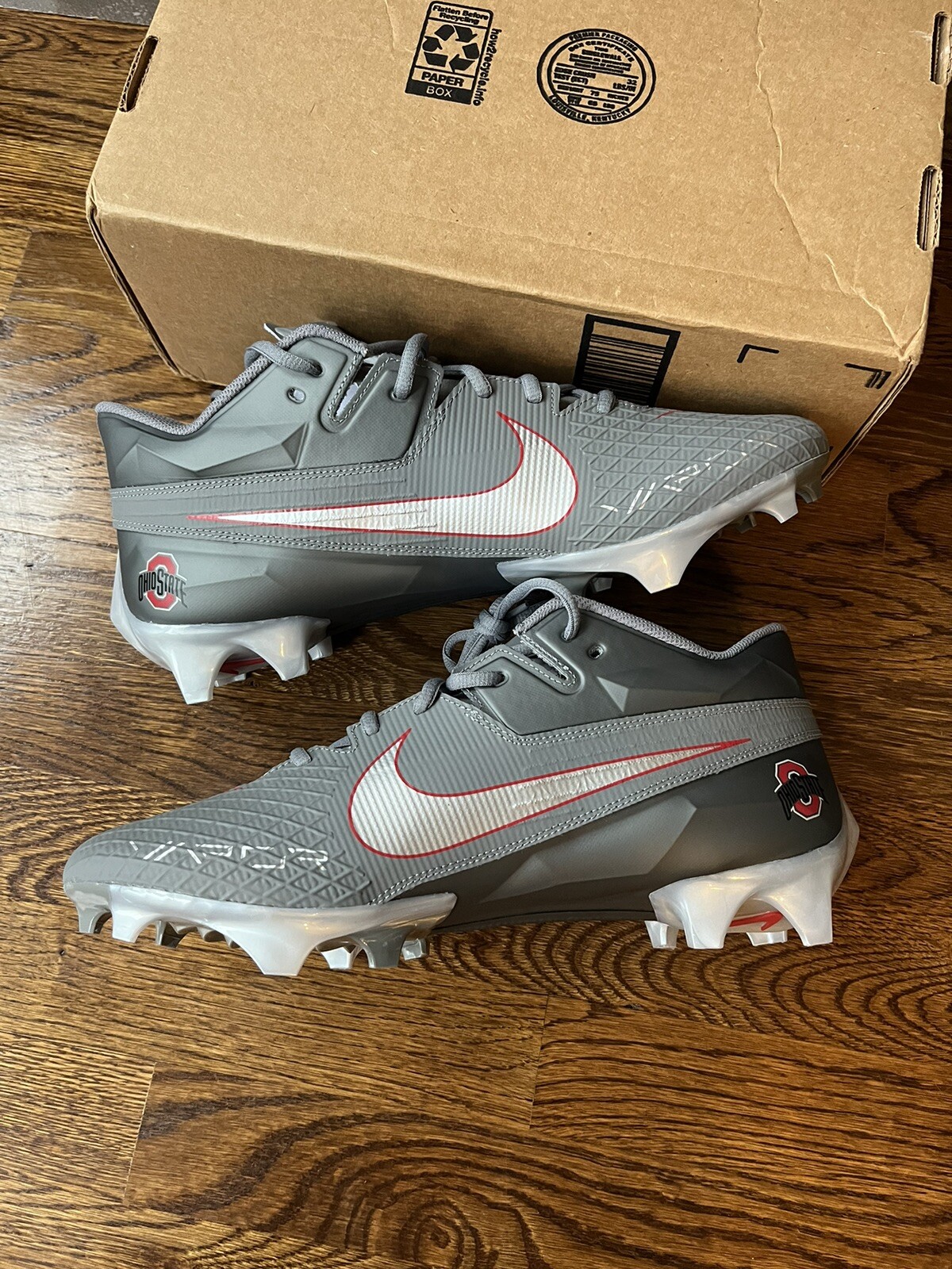 Nike Vapor Edge Elite 360 Ohio State Buckeyes  PE Cleats Size 12.5 Wide OSU