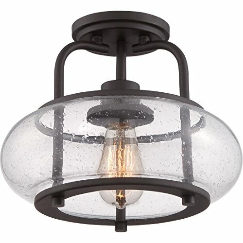 Quoizel TRG1712OZ One Light Semi-Flush Mount Fixture, Bronze Finish, 10" - Picture 4 of 9