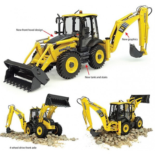 Miniature Tractopelle Komatsu WB97s - Universal Hobbies - Échelle 1/50 - Occasion