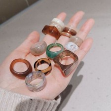 Coffee Color Acrylic Rings - Geometric Round Resin Ring Women Fashion Jewelry