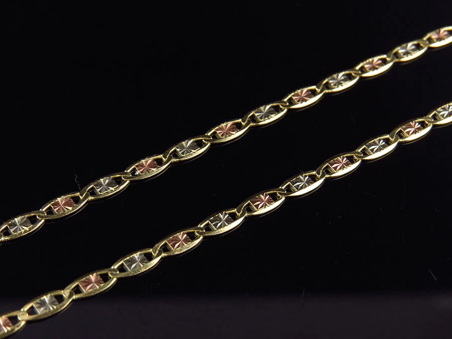 Collana catena Valentino 2 5 mm 16 24 pollici oro massiccio originale 10 carati tricolore