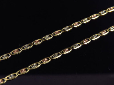 Solid Genuine 10K Tri-Tone Gold Valentino 2.5MM 16-24 Inch