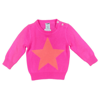 J. Crew x Crewcuts Pink 100% Cashmere Sweater Size 9 Months Pullover Orange Star