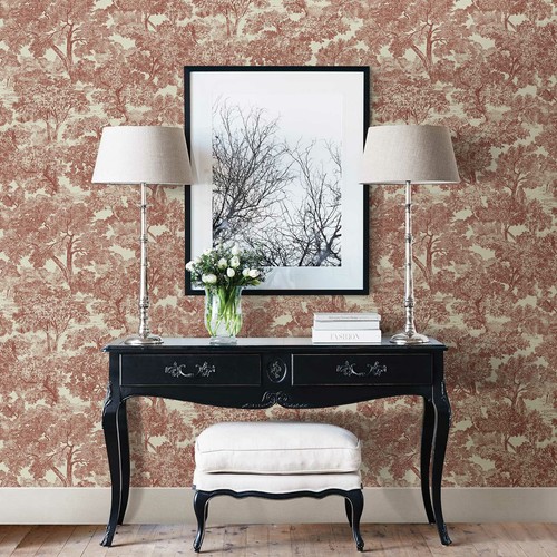 Chesapeake by Brewster 3112-002721 Sage Hill Blyth Red Toile Wallpaper - Picture 2 of 6