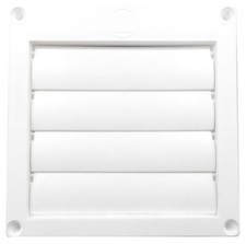Builder's Best 111424 4 Diameter, White, Molded Plastic, Wall Vent Louvered Hood