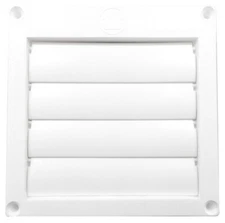 Builder's Best 111424 4 Diameter, White, Molded Plastic, Wall Vent Louvered Hood