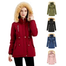 Womens Winter Coats Fleece Lined Parka Jacket Hooded Long Winter Warm Parka Coat