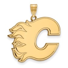 10k Yellow Gold NHL LogoArt Calgary Flames Letter C Extra Large Pendant