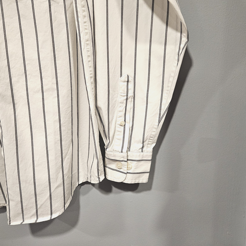 Roundtree & Yorke Men’s S Cream w/Black Stripe 100% Cotton Button-Down Collar - Picture 4 of 5