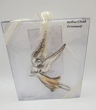Angel Mother holds child hand awhile hearts forever metal Christmas Ornament (K4