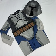 Star Wars Jango Fett Halloween Costume Boys Large 10 12 Jumpsuit Mask Helmet