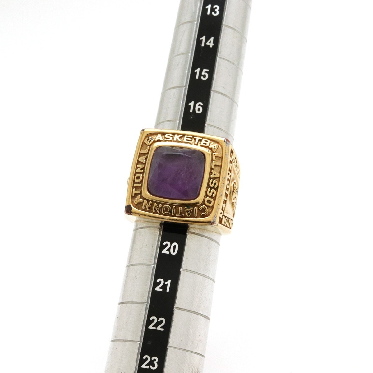 LOUIS VUITTON LV x NBA Purple Stone Gold Plated Wide Ring LOUIS VUITTON LV x NBA Purple Stone Gold Plated Wide Ring