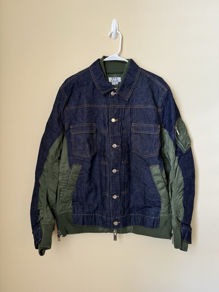 A.P.C. x Sacai Eimi Hybrid Denim Jacket Blue Green Large | eBay A.P.C. x Sacai Eimi Hybrid Denim Jacket Blue Green Large | eBay