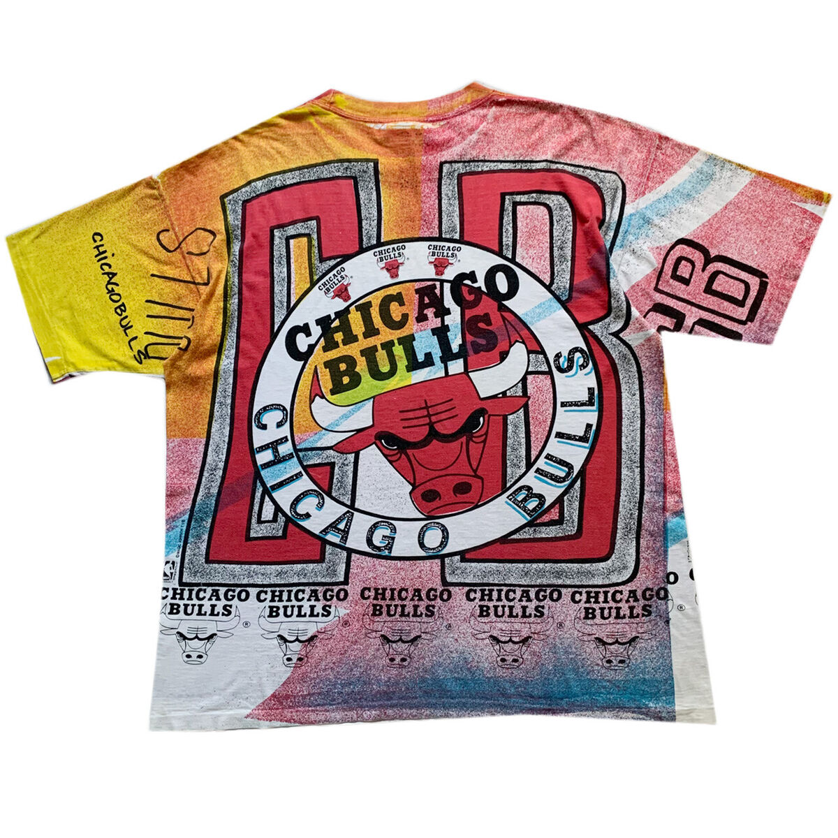 VTG 90s NBA Chicago Bulls MAGIC JOHNSON ALL OVER PRINT AOP T-SHIRT SIZE XL