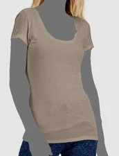 $24 INC International Concepts Women's Beige Stretch Scoop Neck T-Shirt Size M