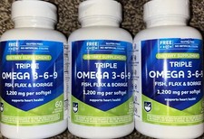  180 SOFTGELS Triple Omega 3-6-9 FISH FLAX BORAGE 1200mg Exp 11/26 FAST SHIP