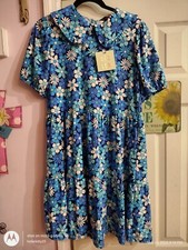 QED London Women's Short Sleeved Floral Tea Dress Collared  New US 6 UK 10