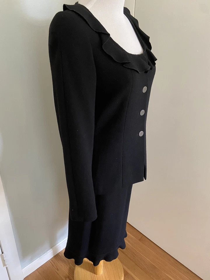 Traje de lana negro vintage de 2 piezas Chanel 1999 - talla 34FR auténtico Foto 4 de 4