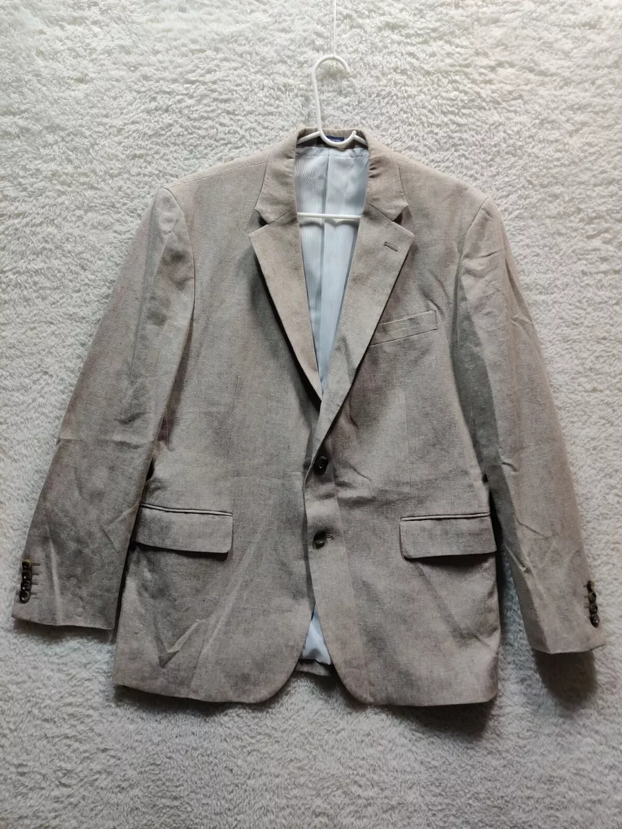 Stafford Linen Blend Men s Classic Fit 2 Buttons Brown Sport Coat Size 44R