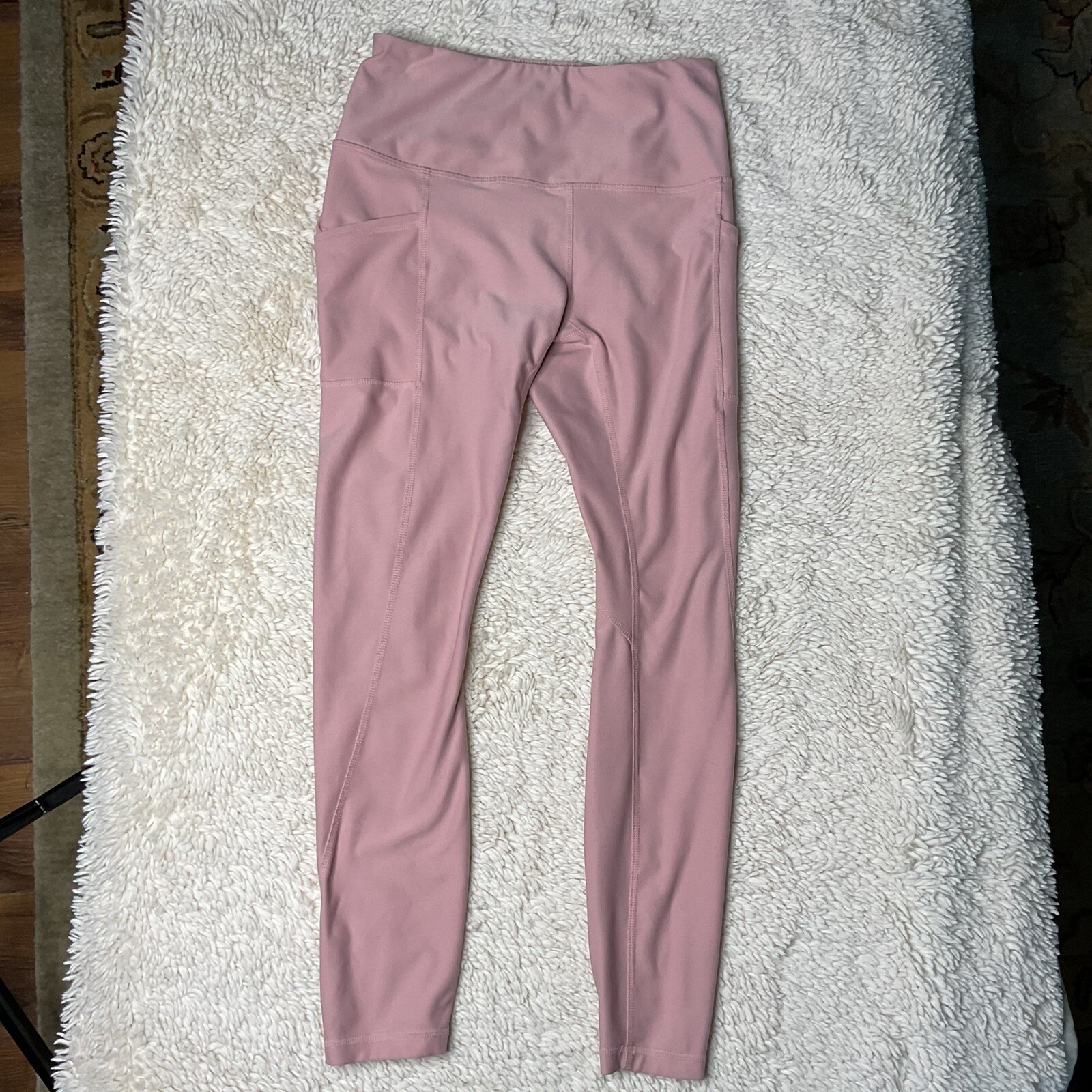 Leggings Reebok Womens  Activewear Athletic Workout Pink Pocket Pants Size Small-image