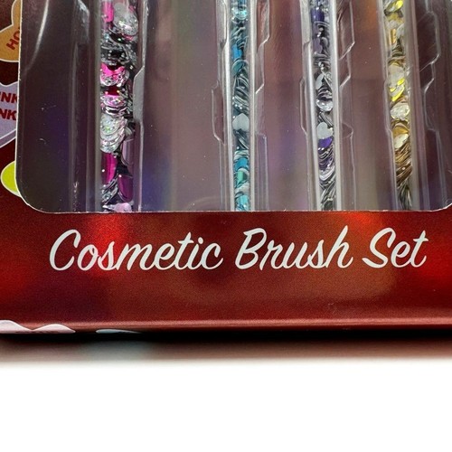 Sweethearts Candy Makeup Brush Set Confetti Heart Glitter Clear Handles Fun Gift - Picture 3 of 12