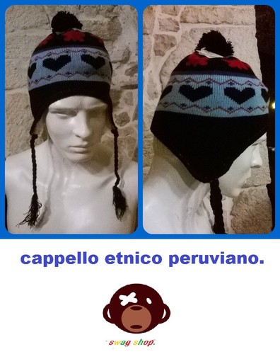 Cappello,peruviano,perù,berretto,etnico,Beanie,scaldaorecchie,pon  pon,nappa. | eBay
