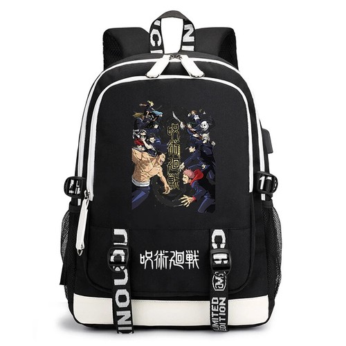 Zaino Jujutsu Kaisen borsa scuola studenti bambini borsa USB ritorno a scuola regalo - Foto 46 di 56