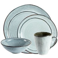 Fairmont & Main Misty Blue/Grey 16PCs Dinner Set Crockery Plates Bowl Mugs Cups