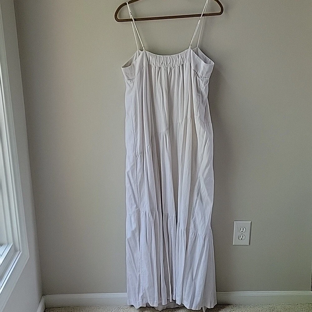 OFF WHITE Maxi abito donna Abercrombie & Fitch misto lino bianco sporco taglia large alto