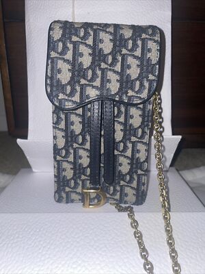 Christian Dior Vertical Saddle Pouch Blue Dior Oblique Jacquard | eBay