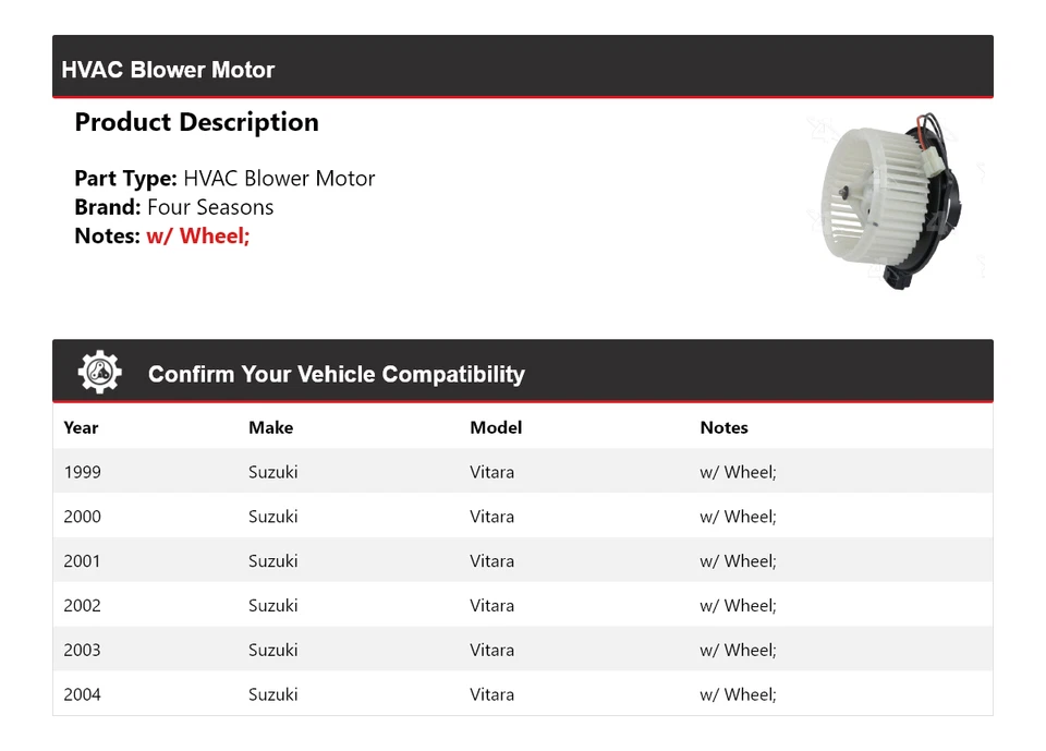 Motor de soprador HVAC Suzuki Vitara 1999-2004 4 estações 2000 2001 2002 2003 - Imagem 2 de 4