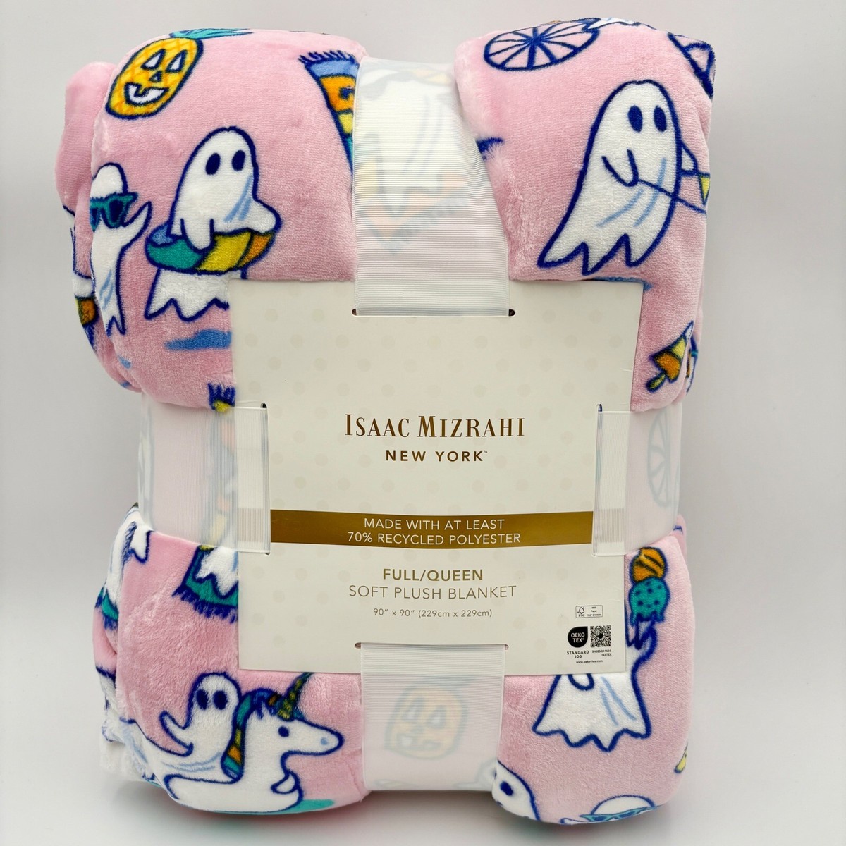 Isaac Mizrahi Halloween SUMMERWEEN Blanket Ghosts Pink Plush Soft