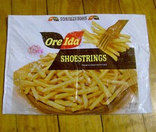 vintage 1970s ORE IDA shoestring FRENCH FRIES FROZEN FOOD PACKAGING wrapper bag