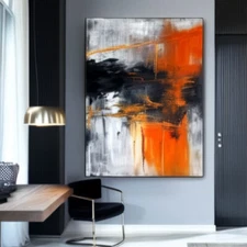 black Hand painted Abstract Oil Painting Graffiti Painting Living Room
