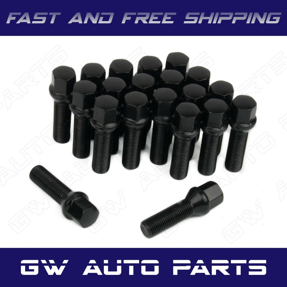 10-Pack M14x1.5 Conical Seat Lug Bolts - 60mm Extended Shank, Chrome, For Audi VW Mercedes
