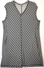 T by Talbots Dress Black White Gray Stripe V-Neck Stretch Terry Pockets Size 3Xp