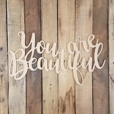 You Are Beautiful King Basil Connected Wooden Word, DIY Art Craft Cutout