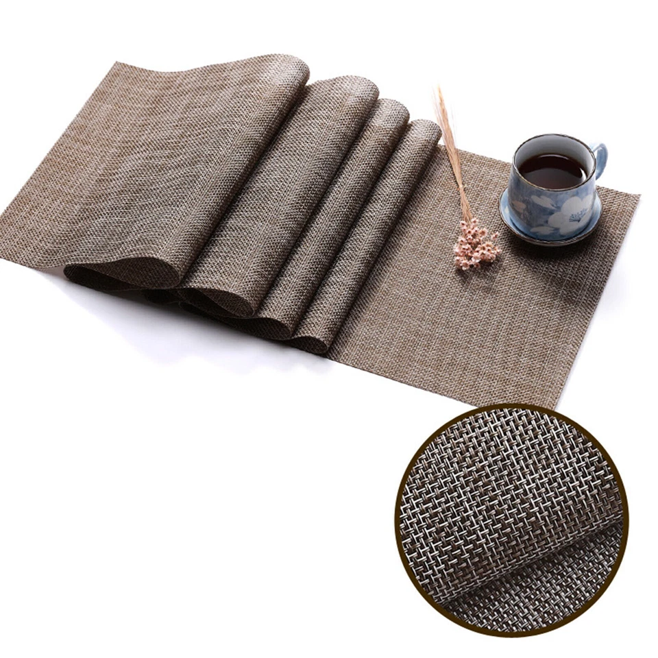 PVC Table Runner Heat Insulation Woven Table Runner For Dining Non-Slip Washable - Image 3 of 4