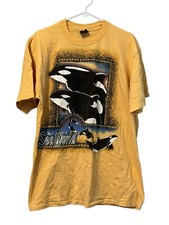 1995 Sherry's Best Sea World Tee Size XL T-Shirt Yellow Made In USA Vacation VTG