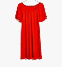 Madewell Texture & Thread Women's Medium Tiered Skeeve Dress Red